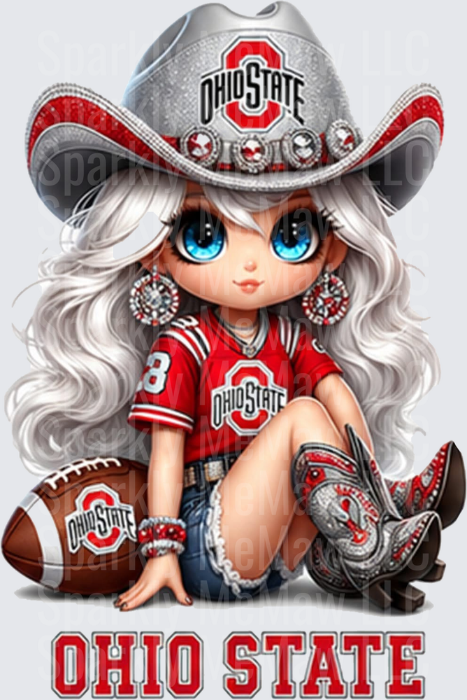 Cute Ohio State Cowgirl UV DTF Decal