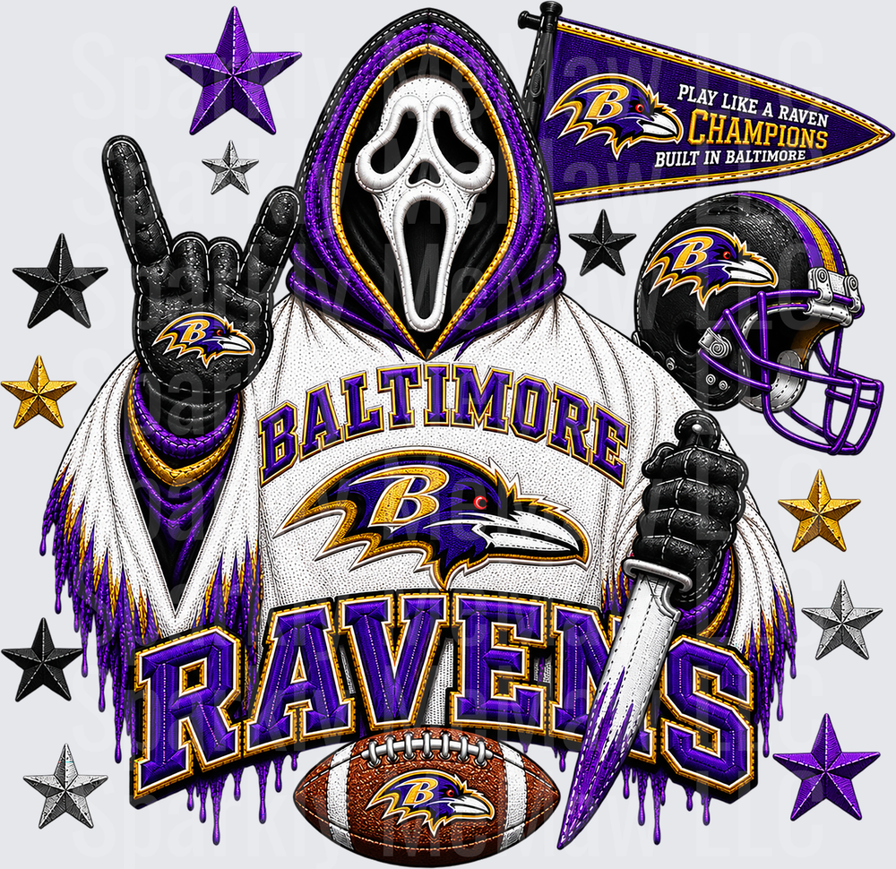 Baltimore Ravens Ghostface Horror Fan UV DTF Decal