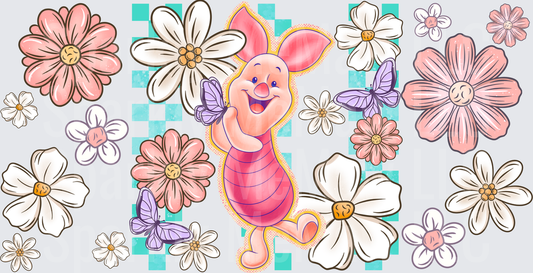 Piglet Spring Floral Butterflies UV DTF 16 OZ Wrap