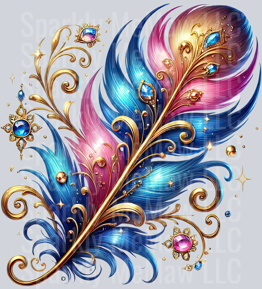15 Fancy Feathers UV DTF Clip Art Decal
