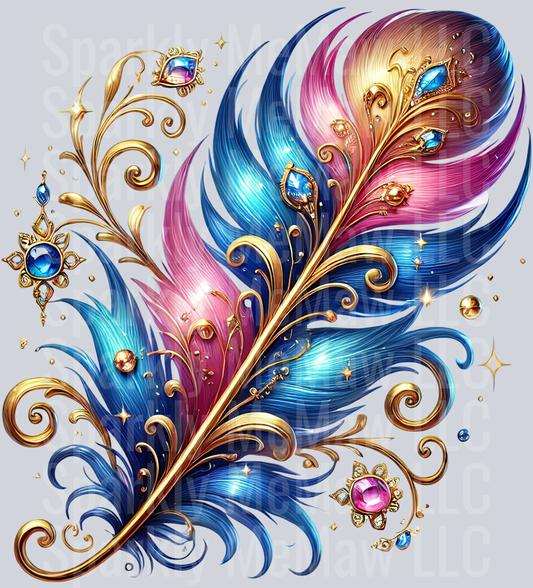 15 Fancy Feathers UV DTF Clip Art Decal