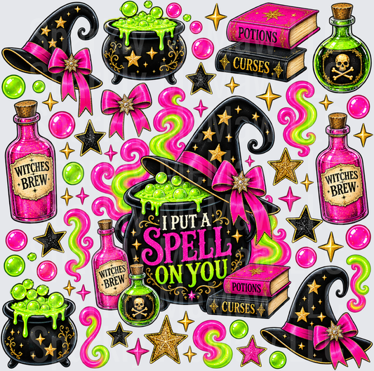 I Put A Spell On You Witch Bundle this is a 10x10 UV DTF Cut/Peel/Stick Sheet