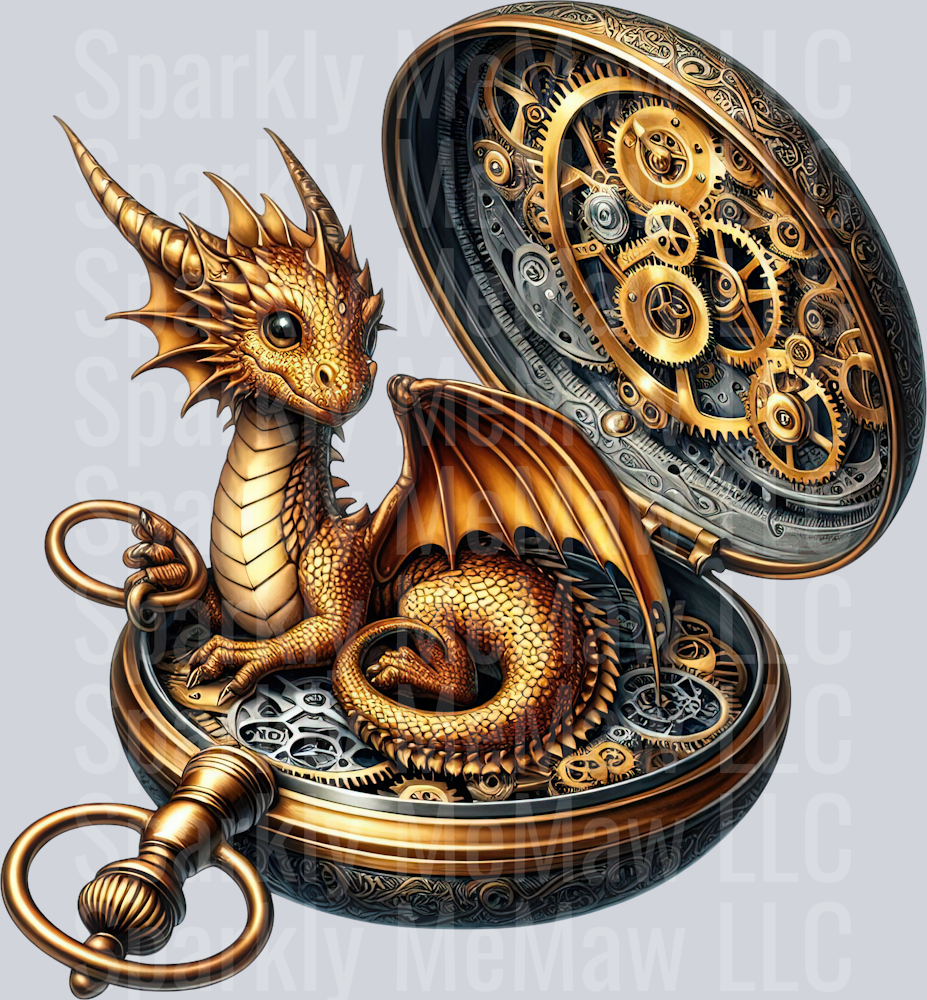 41 Steampunk Dragon UV DTF Clip Art Decal