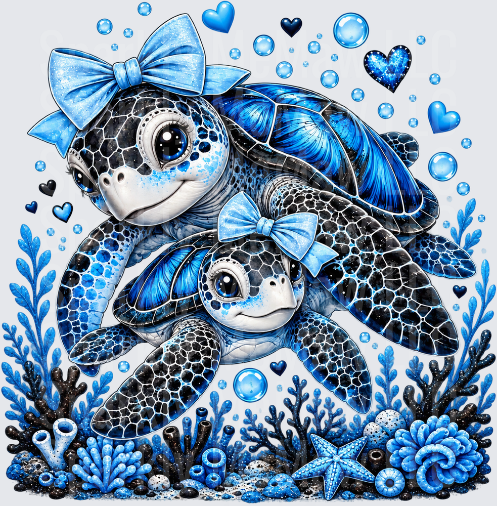 Mama Baby Sea Turtles UV DTF Decal