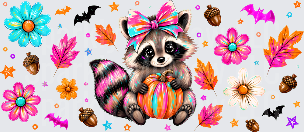 Cute Raccoon Fall Pumpkin UV DTF Wrap