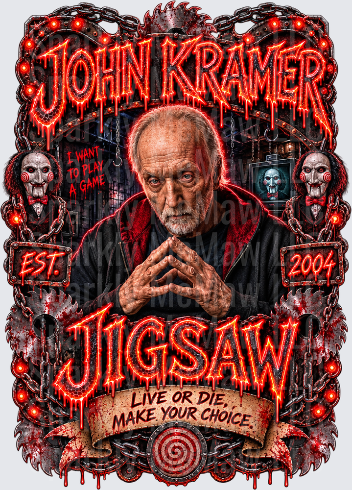 John Kramer Jigsaw Saw Horror UV DTF Decal