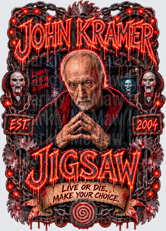 John Kramer Jigsaw Saw Horror UV DTF Decal