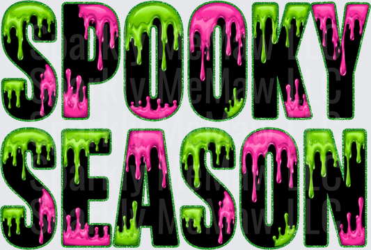 Spooky Season Dripping Slime Neon Green and Pink Halloween UV DTF Decal