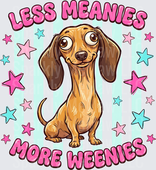 Less Meanies More Weenies Dachshund with Stars UV DTF Decal