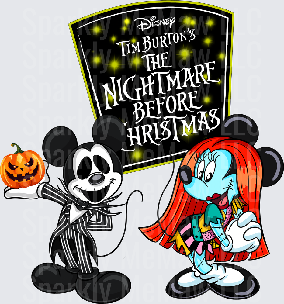 Mickey Minnie Nightmare Before Christmas UV DTF Decal