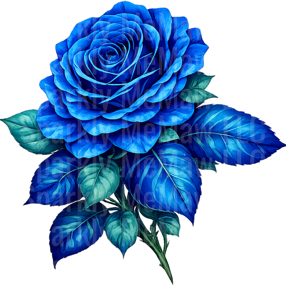 Blue Rose UV DTF Clipart Decal
