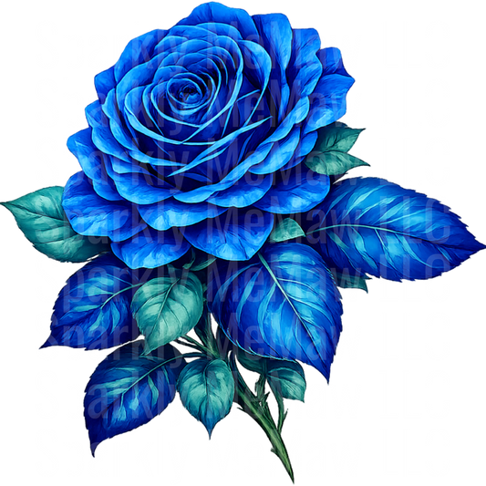 Blue Rose UV DTF Clipart Decal