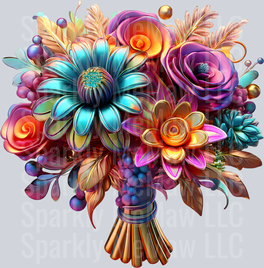 jewel tone floral clipart (46) UV DTF Decal
