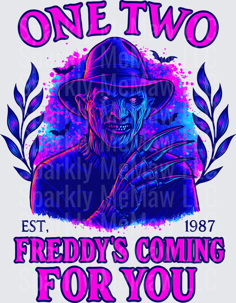 Freddy Krueger One Two Freddy's Coming For You Nightmare on Elm Street Horror Movie DTF Transfer