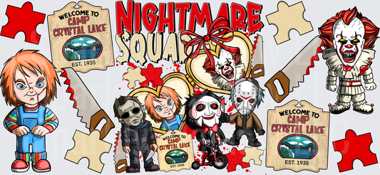 Nightmare Squad Horror Icons UV DTF 16 OZ Wrap