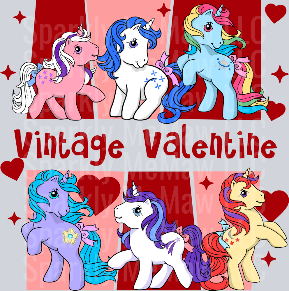Vintage valentine pony  UV DTF Decal