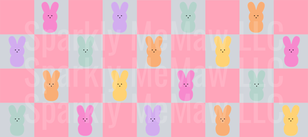 checkered bunny 16 oz UV DTF Wrap