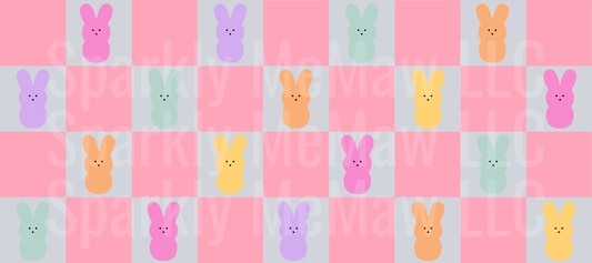 checkered bunny 16 oz UV DTF Wrap