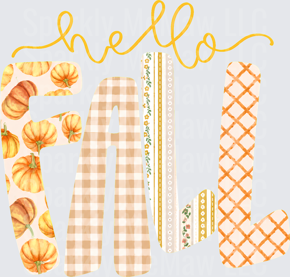 Hello Fall Pumpkin Pattern UV DTF Decal