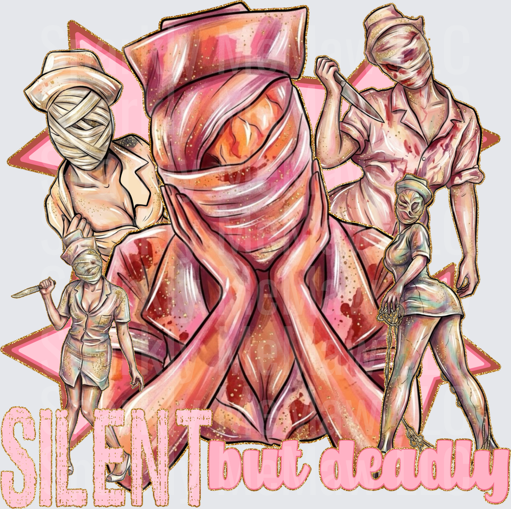 Silent Hill Nurses Pink Ribbon Horror Game Characters DTF Transfer for Fabric