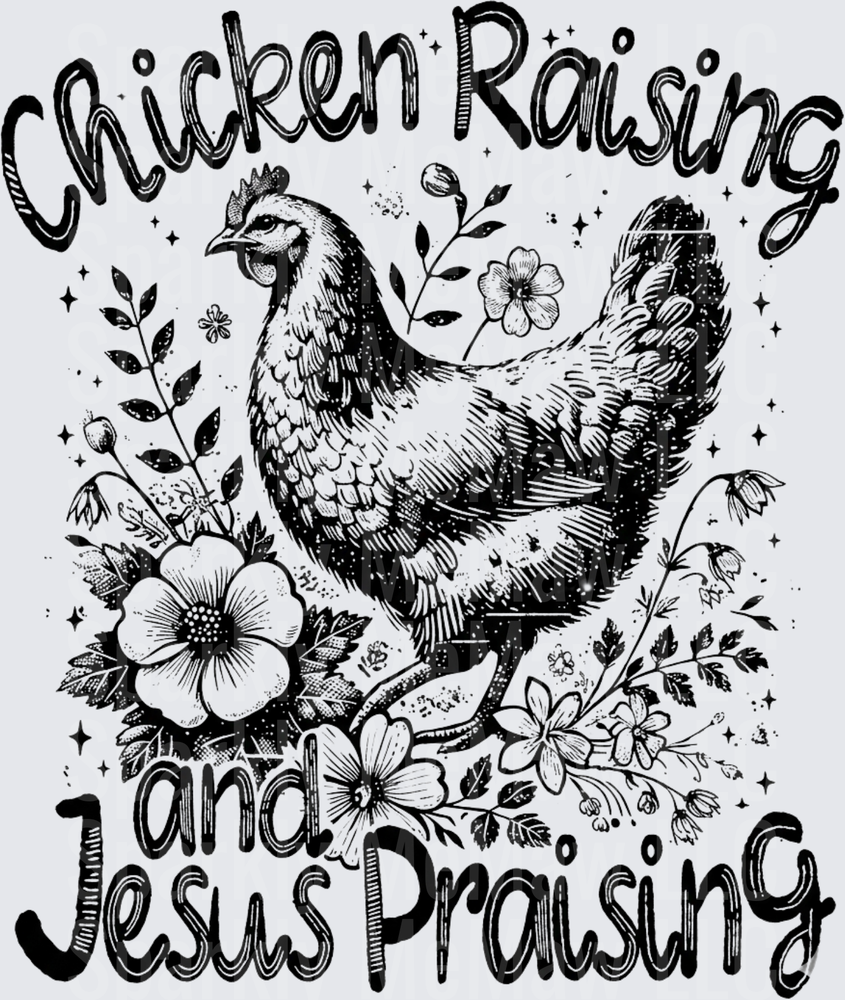 Chicken Raising and Jesus Praising Vintage Illustration UV DTF Decal