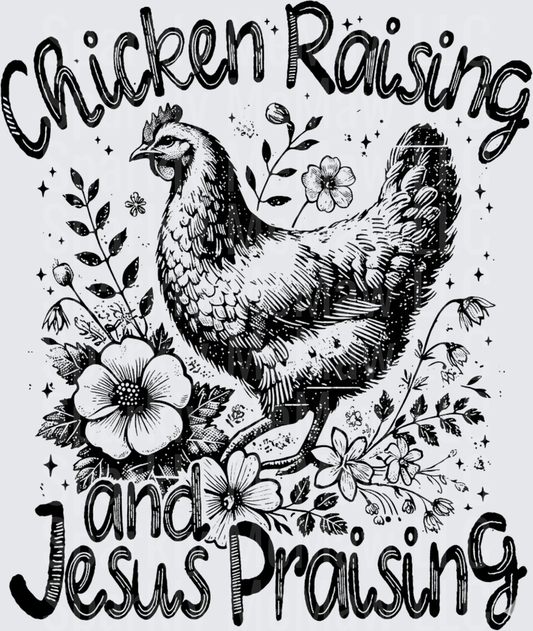 Chicken Raising and Jesus Praising Vintage Illustration UV DTF Decal