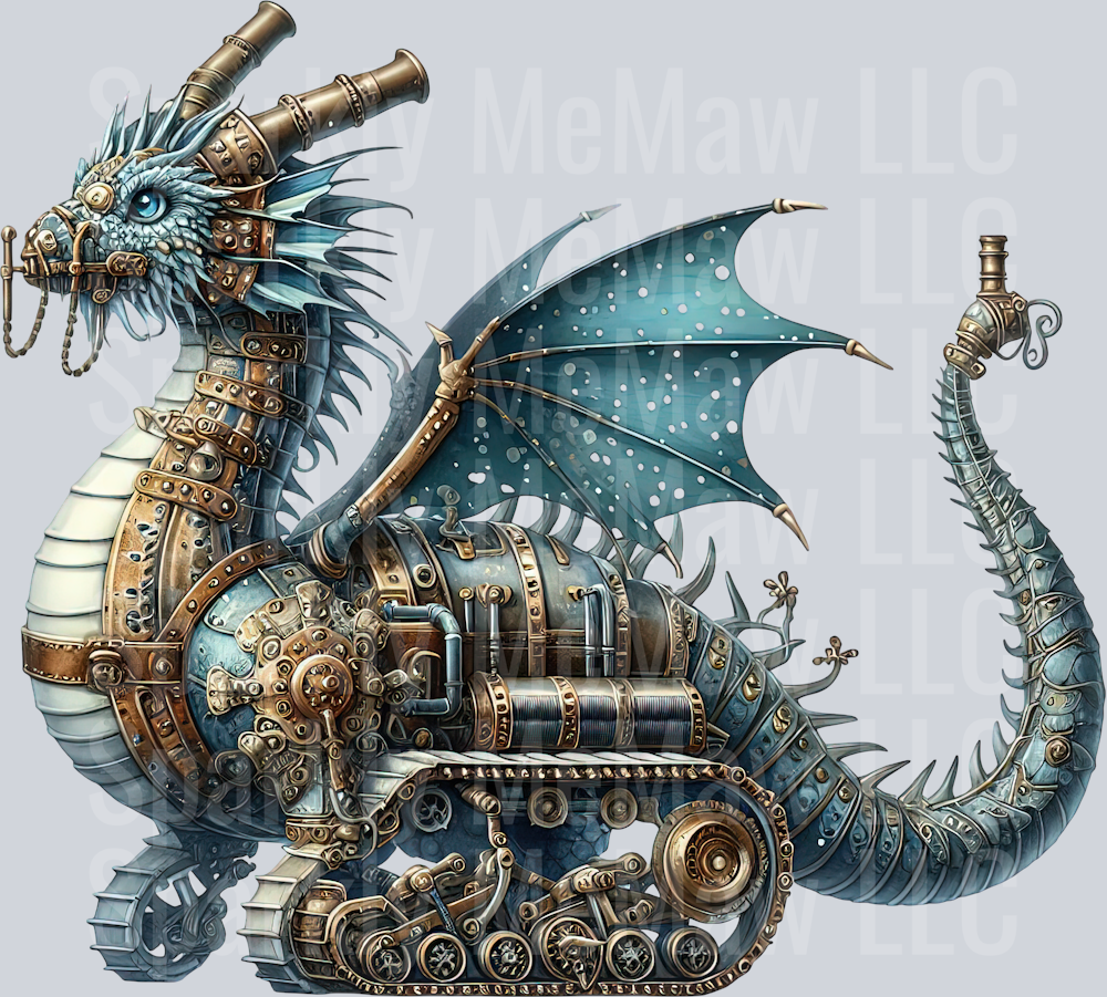 6 Steampunk Dragon UV DTF Clip Art Decal