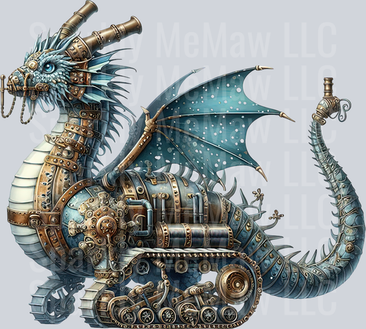 6 Steampunk Dragon UV DTF Clip Art Decal