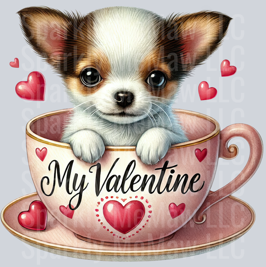 Valentines Cup Puppy 17 UV DTF Decal