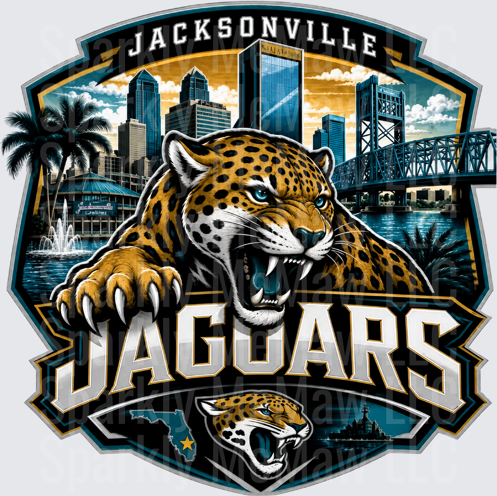 Jacksonville Jaguars Skyline Shield UV DTF Decal