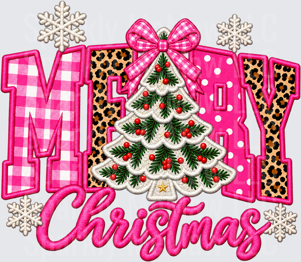 Merry Christmas Pink Leopard Tree UV DTF DECAL (HARD SMOOTH SURFACE)