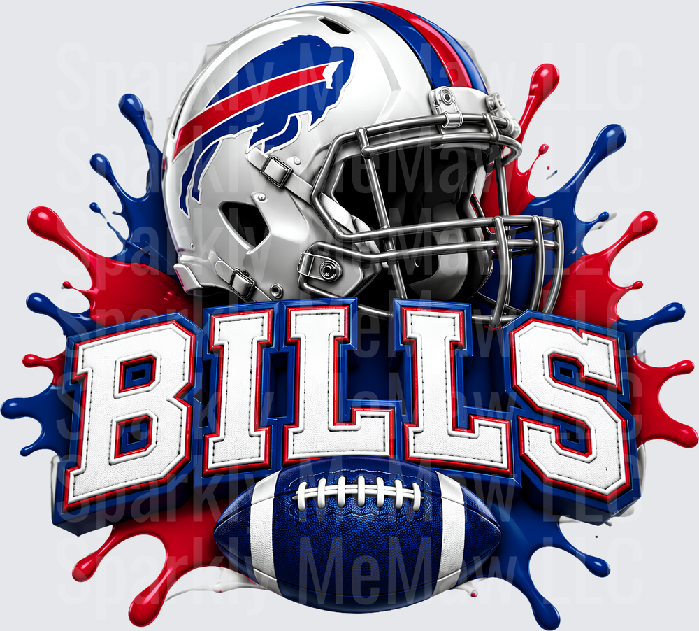 Buffalo Bills Helmet Paint Splash UV DTF Decal