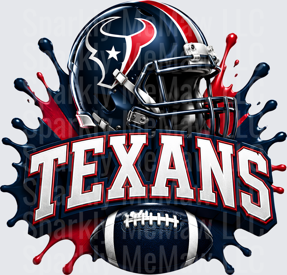 Houston Texans Helmet Splash UV DTF Decal