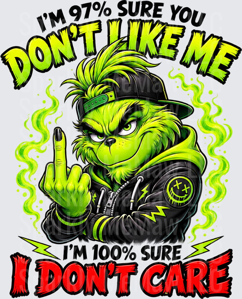 Grinch 97% Don't Care UV DTF Decal