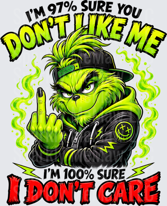 Grinch 97% Don't Care UV DTF Decal