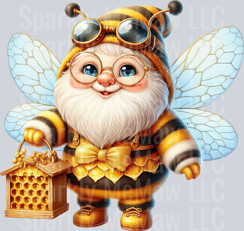 38 Bee Gnome UV DTF Clip Art Decal