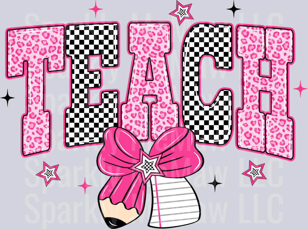 Teach Checkered UV DTF Decal