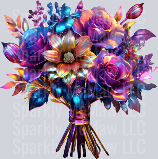 jewel tone floral clipart (128) UV DTF Decal