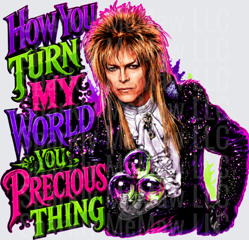 Jareth the Goblin King Labyrinth How You Turn My World You Precious Thing Crystal Ball UV DTF Decal