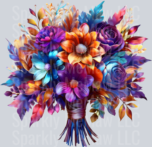 jewel tone floral clipart (118) UV DTF Decal
