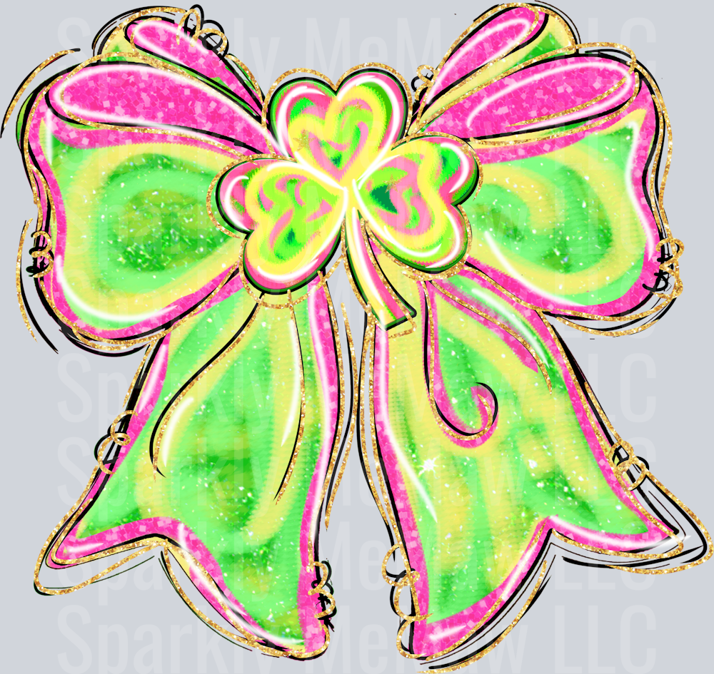 Brushstroke Clover Bow DTF Transfer