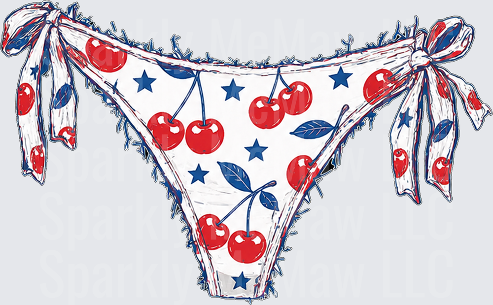 Patriotic Cherry and Stars Bandana DTF Transfer for Fabric