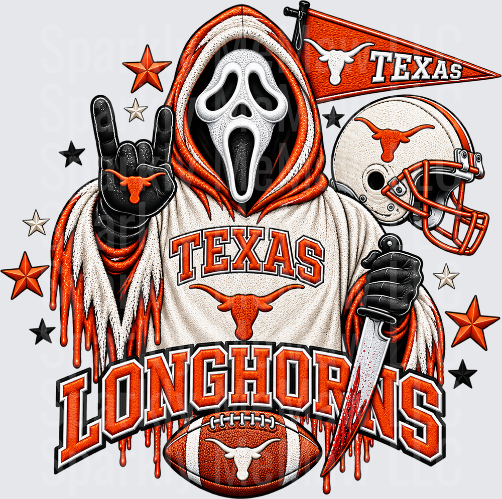Texas Longhorns Ghostface Halloween UV DTF Decal