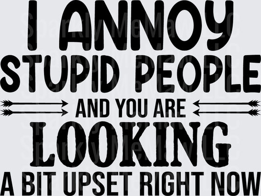 I Annoy Stupid People And You Are Looking A Bit Upset Right Now Sarcastic Quote UV DTF Decal