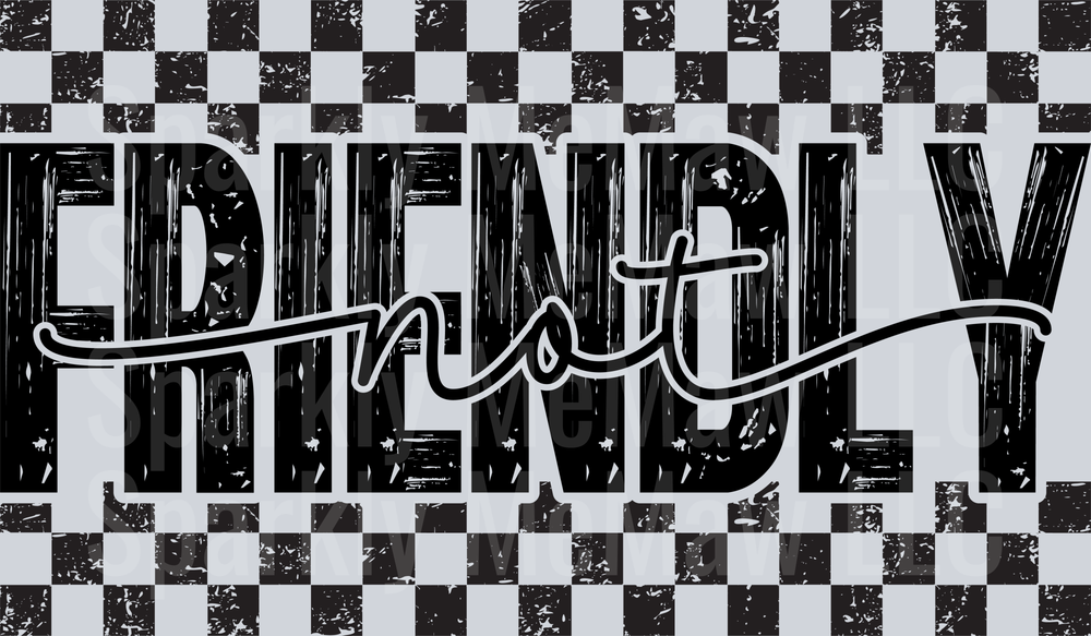 Vintage Trendy Text with Distressed Checkered Flag Border UV DTF Decal