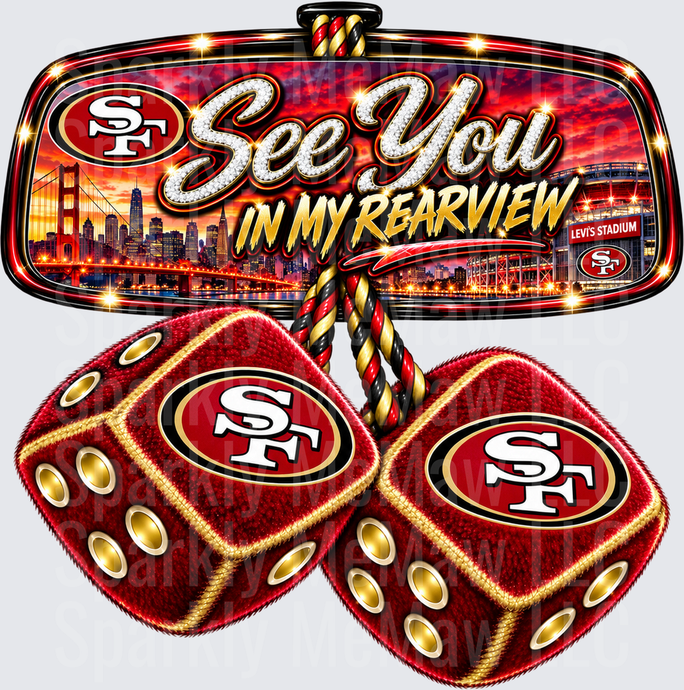 San Francisco 49ers Rearview Mirror UV DTF Decal