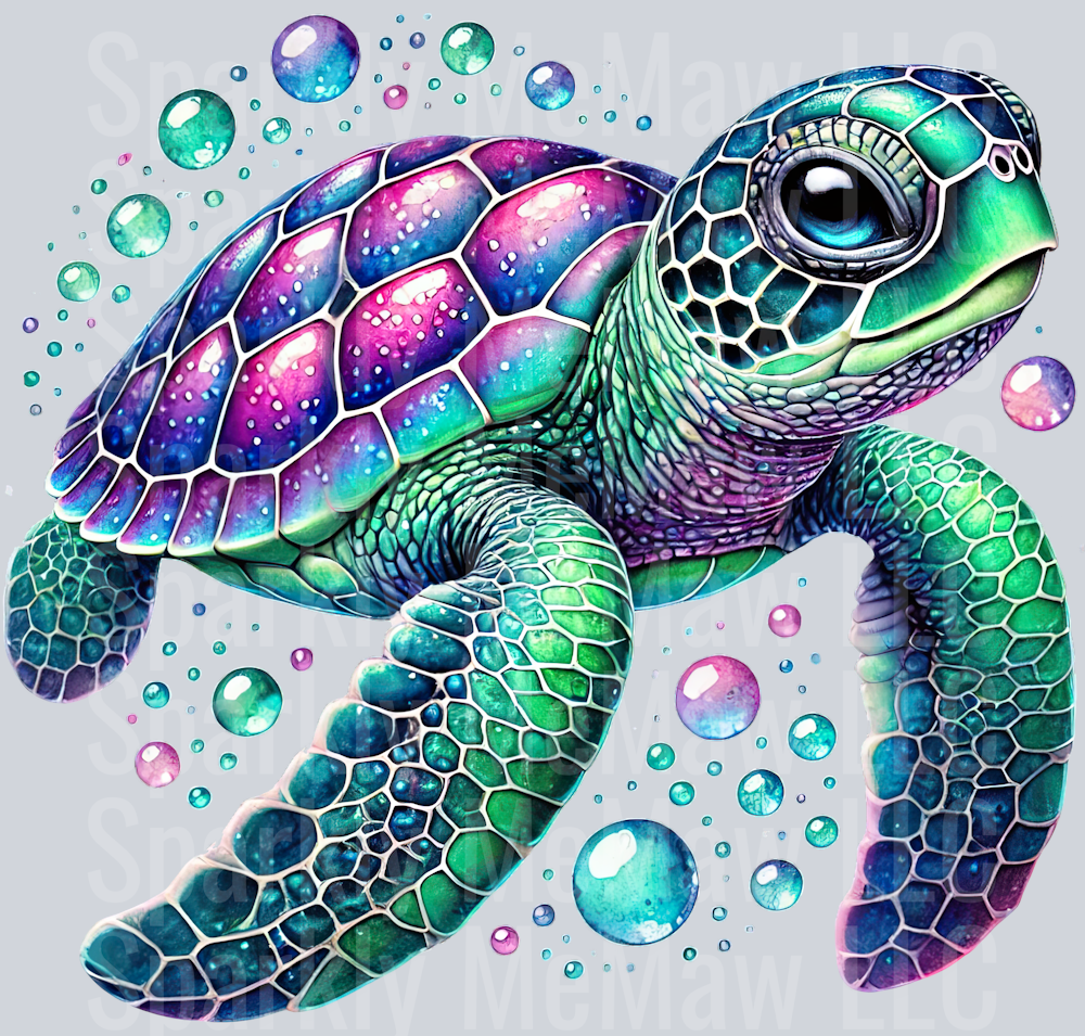 21 Colorful Turtle Clipart UV DTF Decal