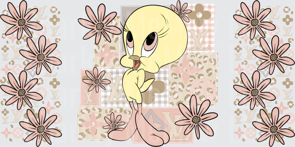 Tweety Bird Luxury Floral Patchwork UV DTF 16 OZ Wrap
