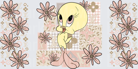Tweety Bird Luxury Floral Patchwork UV DTF 16 OZ Wrap