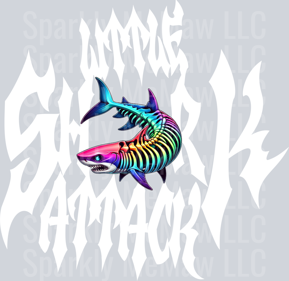 little shark attack White UV DTF Decal